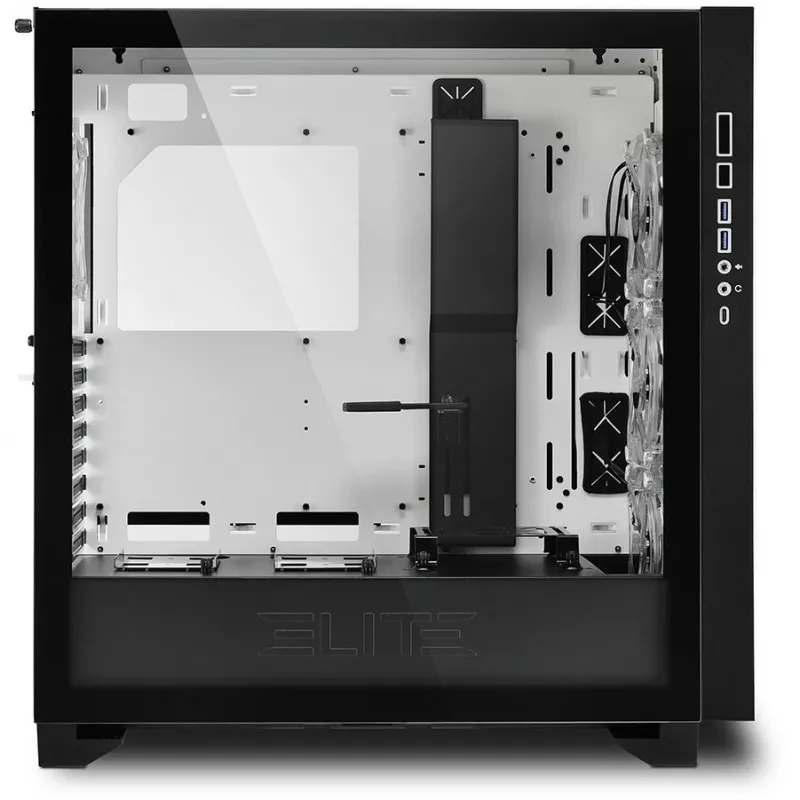 Sharkoon ELITE SHARK CA300H - tower - pc - wit - ATX - EATX - micro ATX - Mini-ITX - metaal - gehard glas - gaming