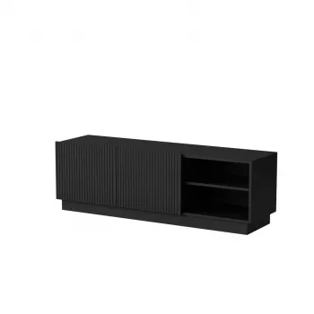 TV-kast cama meble LIVERTI 150x42x48 cm, zwart spaanplaat blad, zwart frame