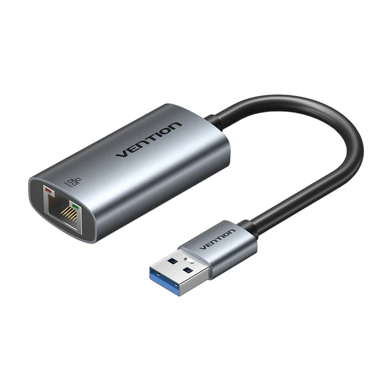 USB-naar-Gigabit-Ethernet-adapter Vention CEZ – bedrade USB-host-interface, 1000 Mbit/s, grijs