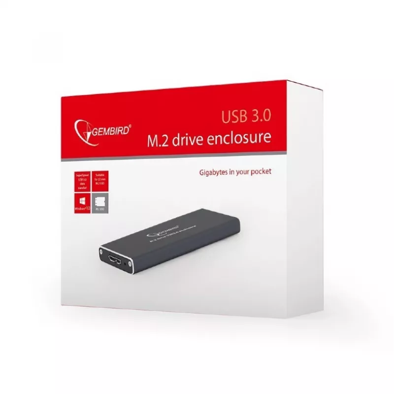 GEMBIRD EE2280-U3C-01 Gembird behuizing M.2 naar USB 3.0, aluminium, zwart