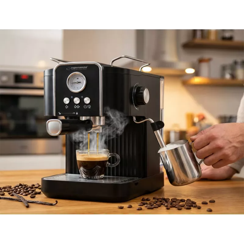Espressokoffiemachine ESPERANZA EKC010 — 1,8 L watertank, 850 W, 20 bar, ingebouwde melkopschuimer