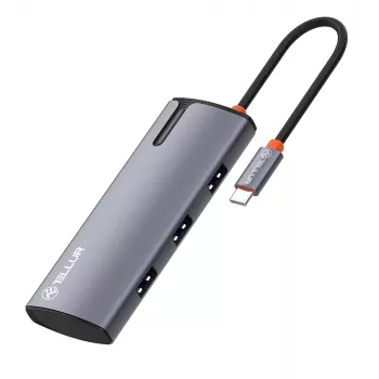 USB-C-hub Tellur TLL321061 met PD 3.0 100W, HDMI-uitgang en 3× USB 3.0-aansluitingen