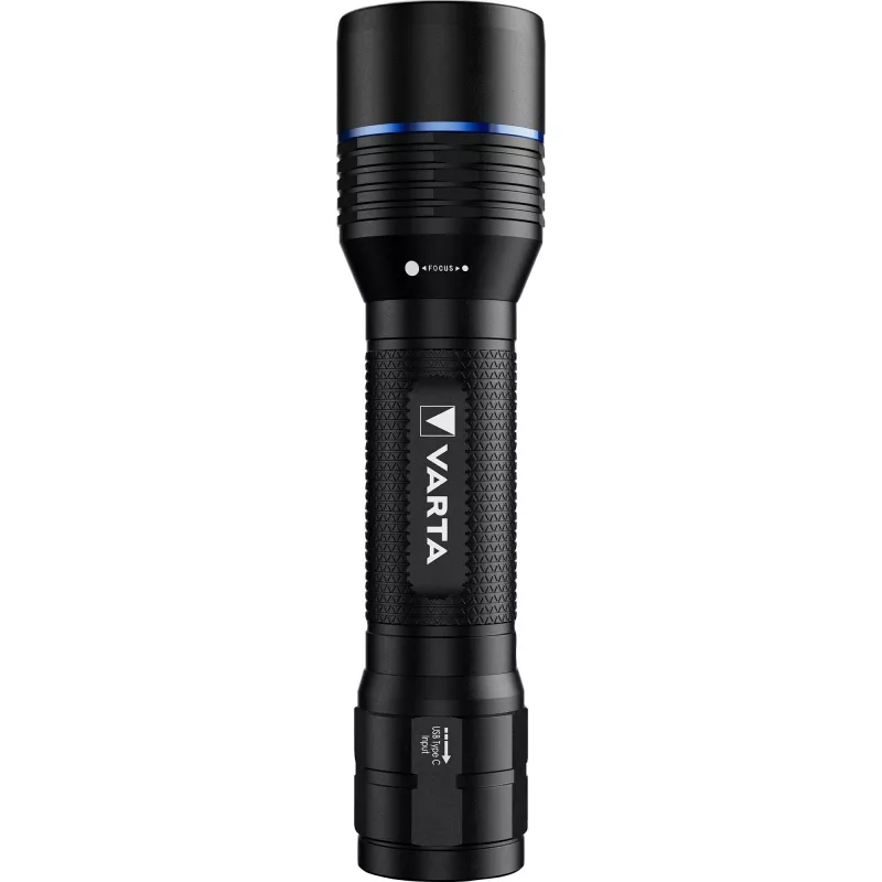 Zaklamp Varta F30R aluminium oplaadbare LED, aluminium behuizing, oplaadbaar