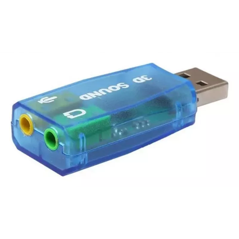 USB externe geluidskaart Gembird Virtus2 — USB-interface, 3,5 mm koptelefoon, blauw transparant
