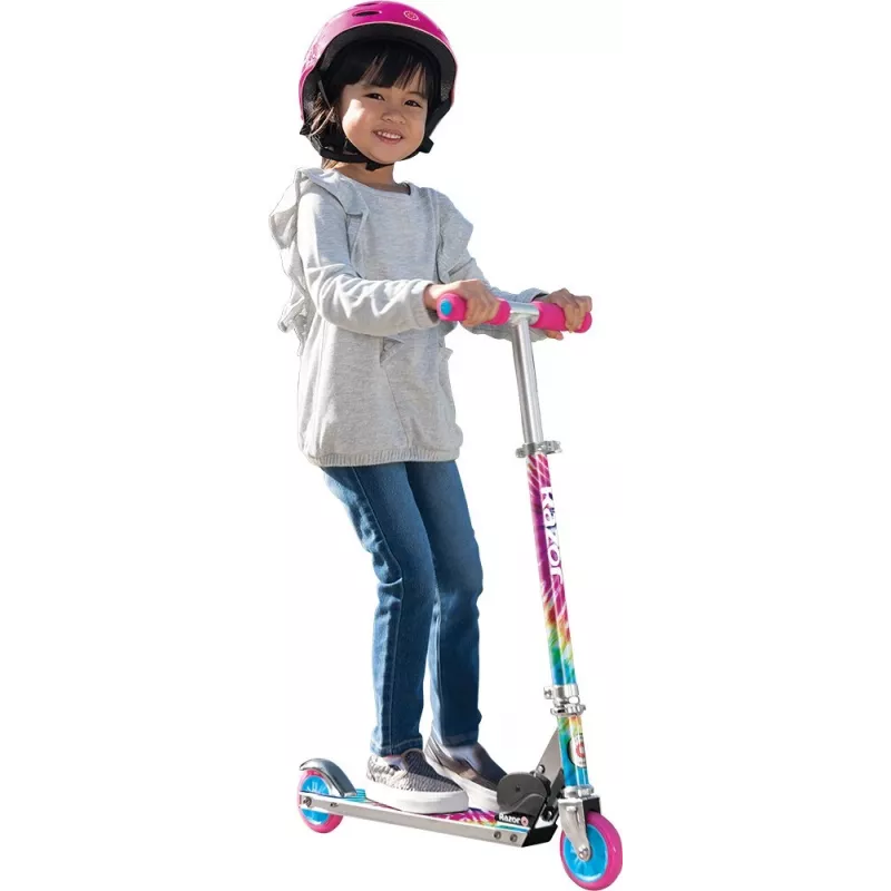 Kinderstep Razor A Tie-Dye — opvouwbare 2-wiel aluminium step, verstelbaar stuur, ABEC-5, max. belasting 65 kg