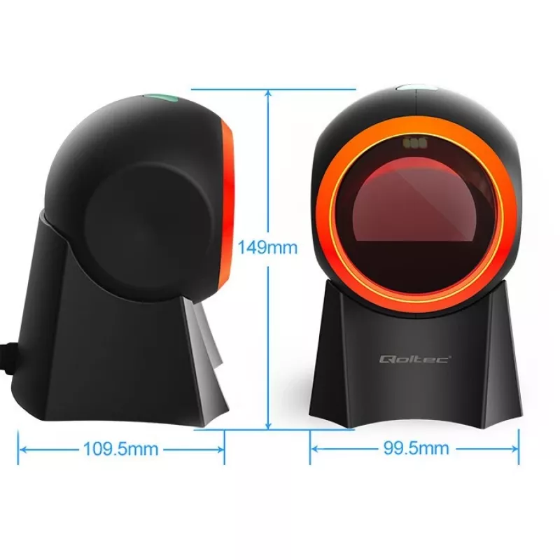 Qoltec 50857 bedrade desktop barcodescanner, 1D/2D, QR, USB, 1,75 m kabel