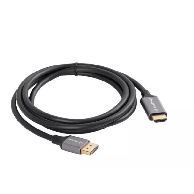 Lanberg CA-DPHD-20CU-0018-BK videokabel-adapter 1,8 m DisplayPort HDMI type A (standaard) zwart, zilver