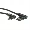 ROLINE USB 2.0-kabel, haaks, type A omkeerbaar - Micro B, ST/ST, zwart, 0,8 m (11.02.8720)