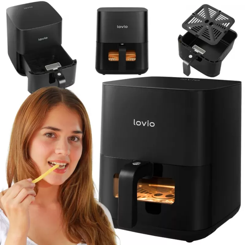 Heteluchtfriteuse Lovio LVAF001BK 5 l zwart — compacte heteluchtfriteuse, inhoud 5 liter