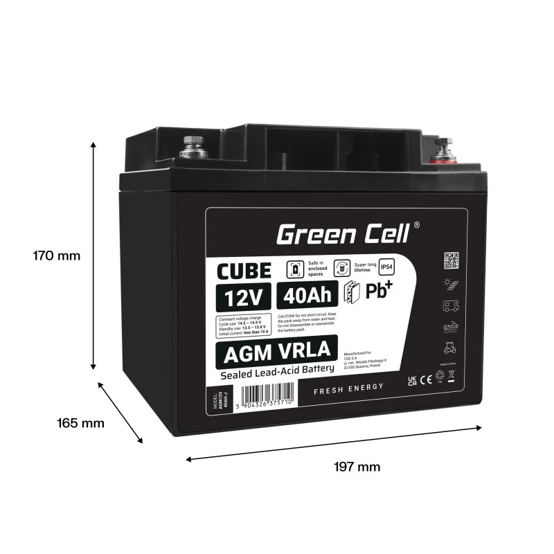 Batterij AGM VRLA 12V 40Ah IP54
