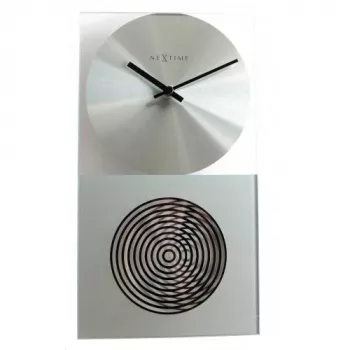 NeXtime klok 3028 OP klok, 16x30,2 cm, wand, glas, zilver