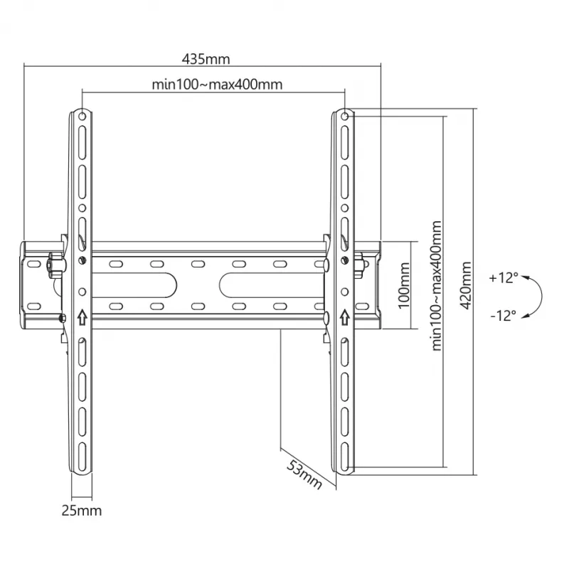 Tv-beugel SBOX PLB-2544T-2 voor 32-70-inch televisies, max. belasting 45 kg, VESA tot 400×400