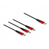 USB-oplaadkabel DeLOCK 3 in 1 USB Type-C naar 3 x USB Type-C 1 m zwart/rood