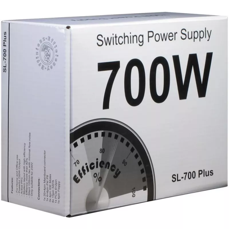 Inter-Tech SL-700 Plus - voeding (intern) - ATX12V 2.4 - AC 230 V - 700 Watt - actieve PFC (88882141)