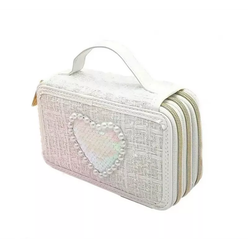 Tweed etui 3-vaks wit