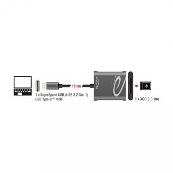 Kaartlezer DeLOCK 91741 USB 3.2 Gen 1 Type-C zwart grijs