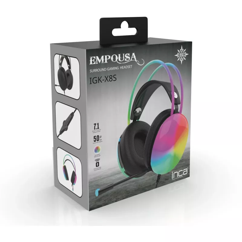Cian Technology GmbH INCA gaming-headset IGK-X8S 7.1 USB RGB-LED zwart - headset