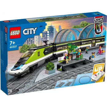 LEGO 60337 City Express passagierstrein set afstandsbediening speelgoed cadeau voor kinderen jongens en meisjes met werkende koplampen 2 wagons en 24 spoordelen