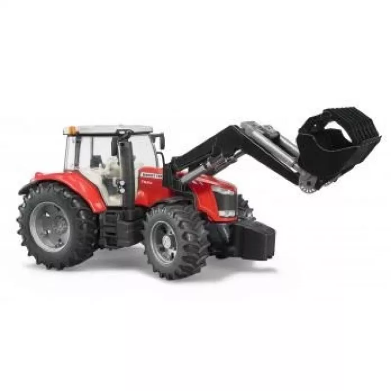 Speelgoedtractor BRUDER Massey Ferguson 7624 met voorlader, rood, voor kinderen vanaf 3 jaar