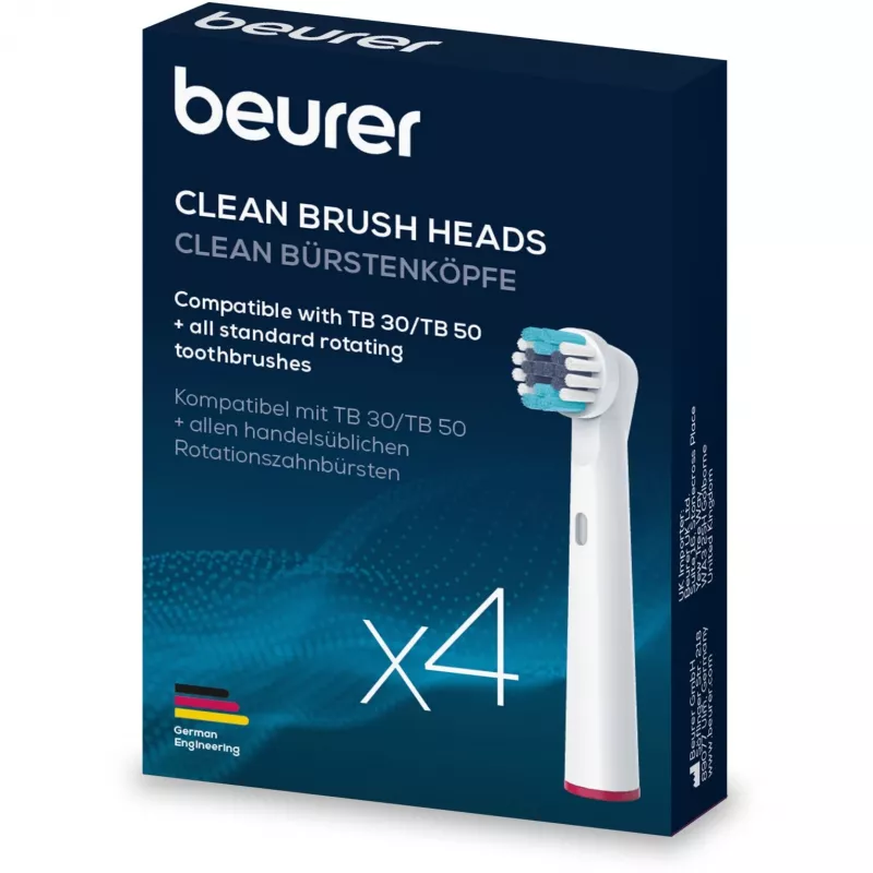 Vervangborstelkoppen Beurer 10156 – 4-pack, compatibel met elektrische tandenborstels van Beurer