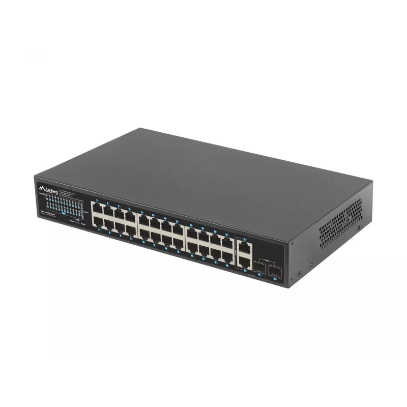 Unmanaged LANBERG switch RSGE-24P-2GE-2S-360 met 24 RJ-45 ethernetpoorten