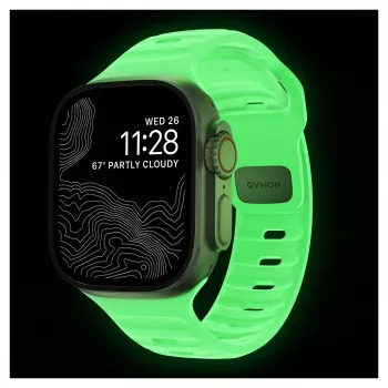 Band Nomad Sport Band lichtgroen rubber — breedte 21,5 mm, pols 160–195 mm