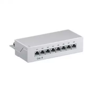 Wentronic Goobay CAT 6 mini/desktop patchpanel, 8 poorten, grijs - STP afgeschermd, grijs (93047)