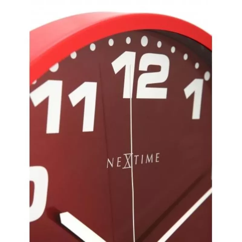 NeXtime klok 3053ro Dash Red, Ø35 cm, wand, rood/zilver