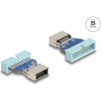 DeLOCK USB-adapter pinheader (stekker) naar interne USB Type-E bus, 5 Gbit/s, blauw