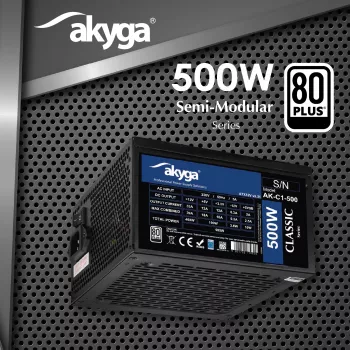 Akyga Classic AK-C1-500 ATX-voeding 500 W, 80 PLUS, actieve PFC, 120-mm-ventilator