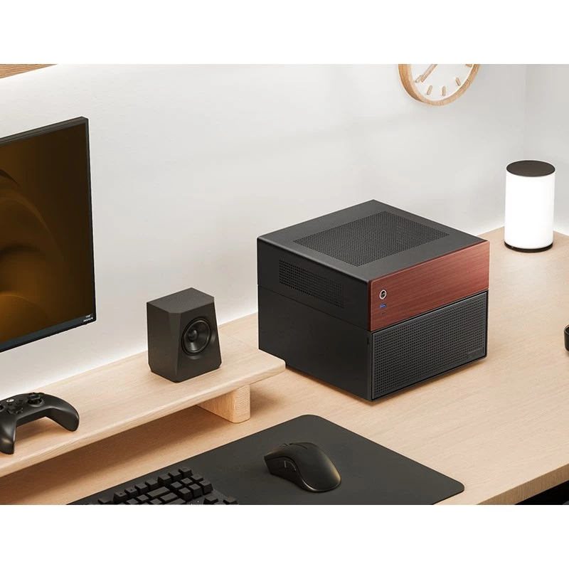 Jonsbo N4 microtower behuizing zwart robuust staal compacte PC-behuizing