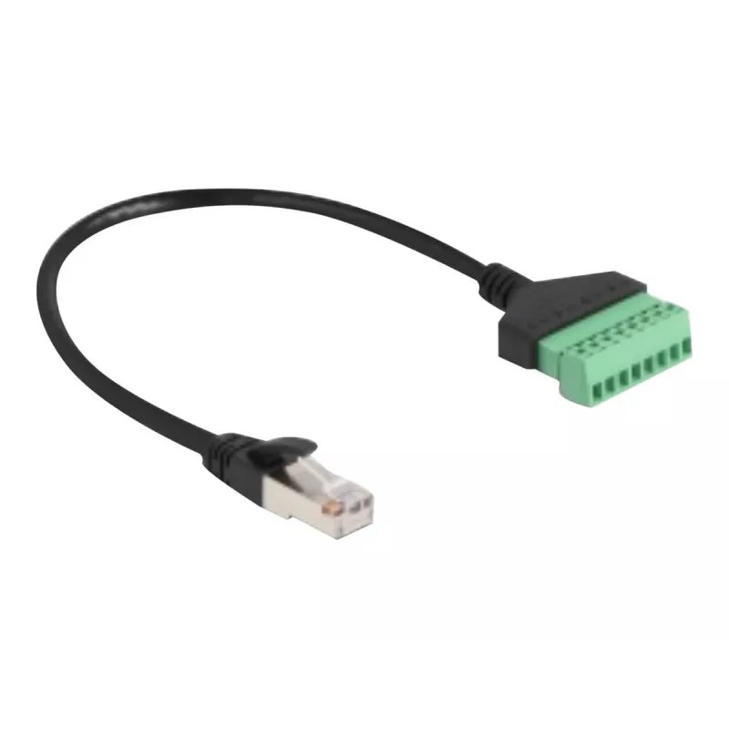 DeLOCK RJ45-kabel Cat.6 stekker naar klemmenstrookadapter 30 cm zwart groen