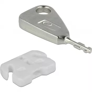 USB-poortblokkeerset voor USB-A-bus, stekslot wit/zilver, 5x USB-poortblokkeerder, 2x sleutel