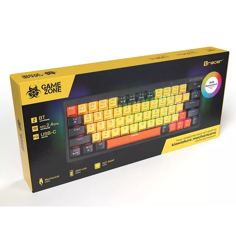 Mechanisch toetsenbord Tracer Gamezone EVO2 Hot Swap 63 (geel)