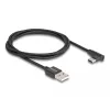 USB 2.0-kabel, USB-A-stekker > USB-C-stekker (zwart, 1 meter, ommanteld, 90° haaks)