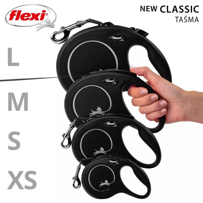 Flexi New CLASSIC 5 m zwart honden-uitrolriem