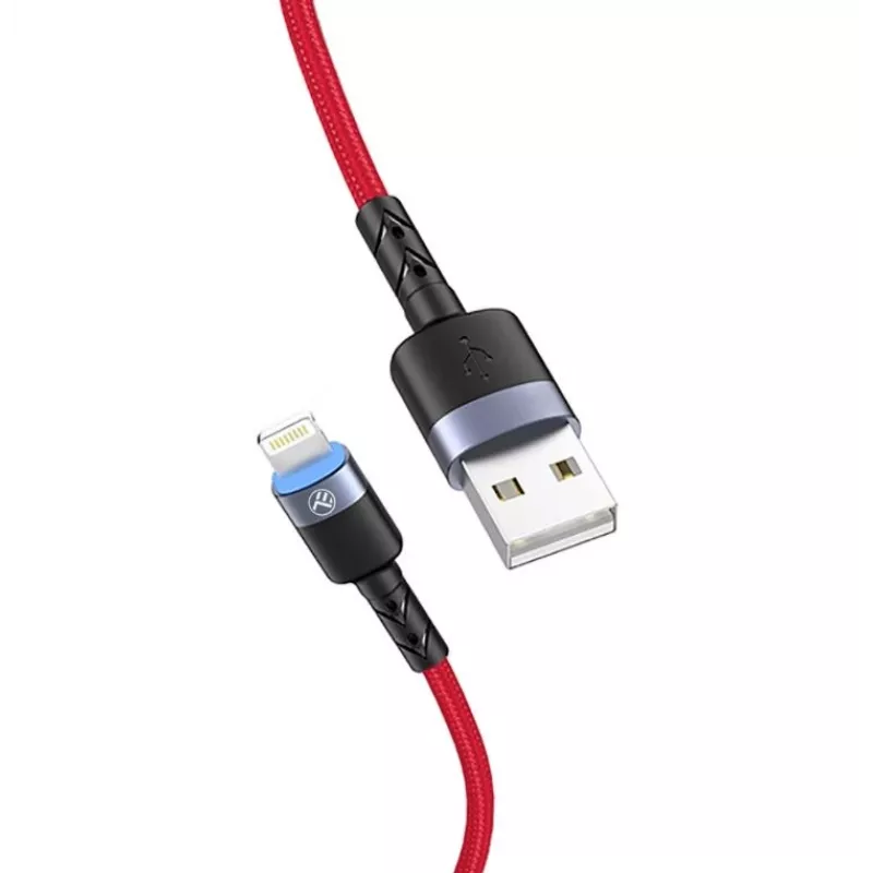USB-naar-Lightning datakabel Tellur, 3A, 1,2 m, LED-indicator, rood