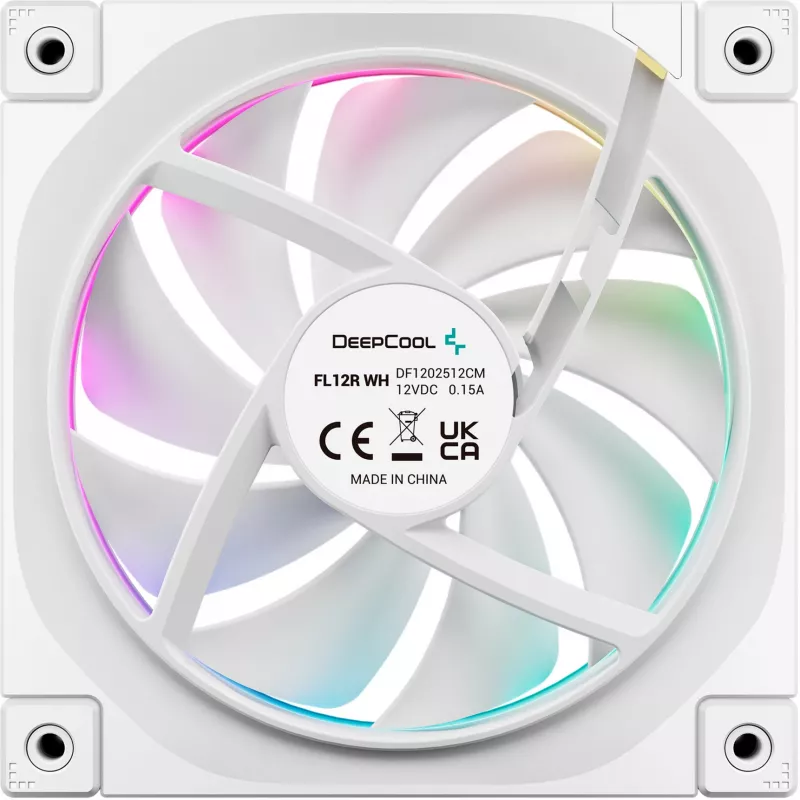 DeepCool FL12R Reverse 120 mm behuizingsventilator, 500–2150 tpm, 33,9 dB, wit