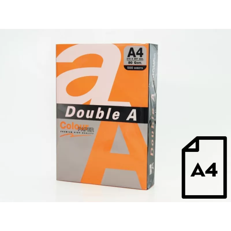 Kleurpapier Double A, 80 g, A4, 500 vel, saffraan