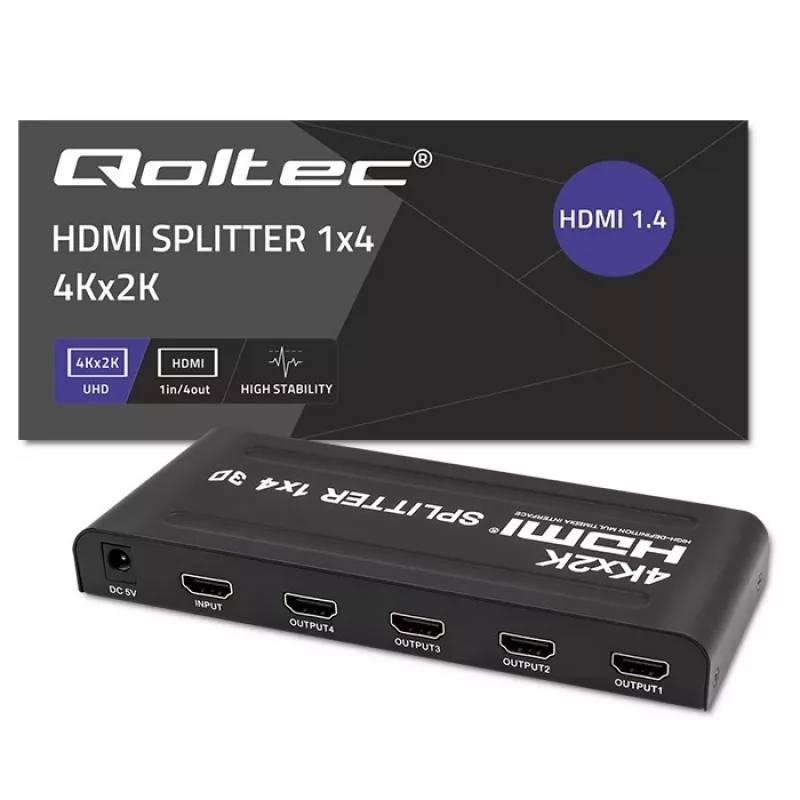 Qoltec 51798 actieve HDMI-splitter 4 x HDMI 4K x 2K | 3.4Gb/s