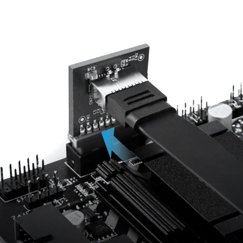 GrauGear interne 19-pins USB 3.0 naar USB 3.1 Type-E 20-pins Key A-adapter, 90 graden