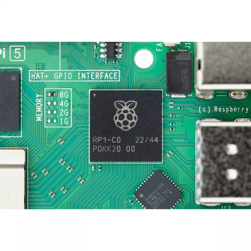 Single-board-computer Raspberry Pi 5 ontwikkelbord — 2400 MHz Arm Cortex-A76, tot 16 GB LPDDR4x, MicroSD, USB 3.2, Wi‑Fi 5