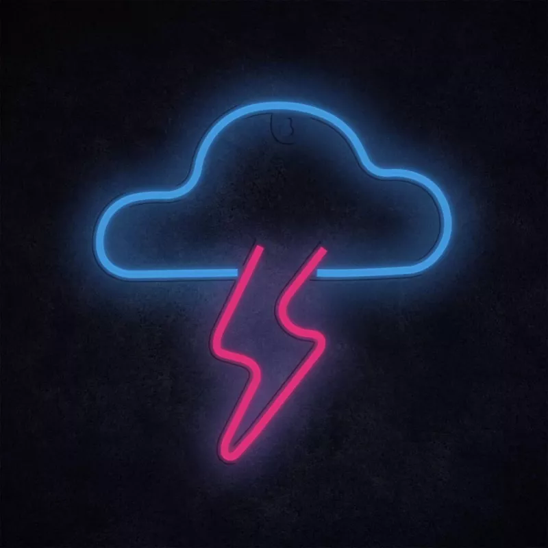 Neonlicht MANTA SNL71BL wolk met bliksem blauw‑roze – decoratief LED-neonbord
