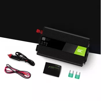 Omvormer Grün Cell INV03DE, 12V naar 230V, 500 W, 50 Hz, 30 A uitgang, zwart