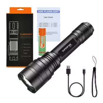Zaklamp Supfire C8-H — 1200 lm, USB-oplaadbaar, 250 m bereik