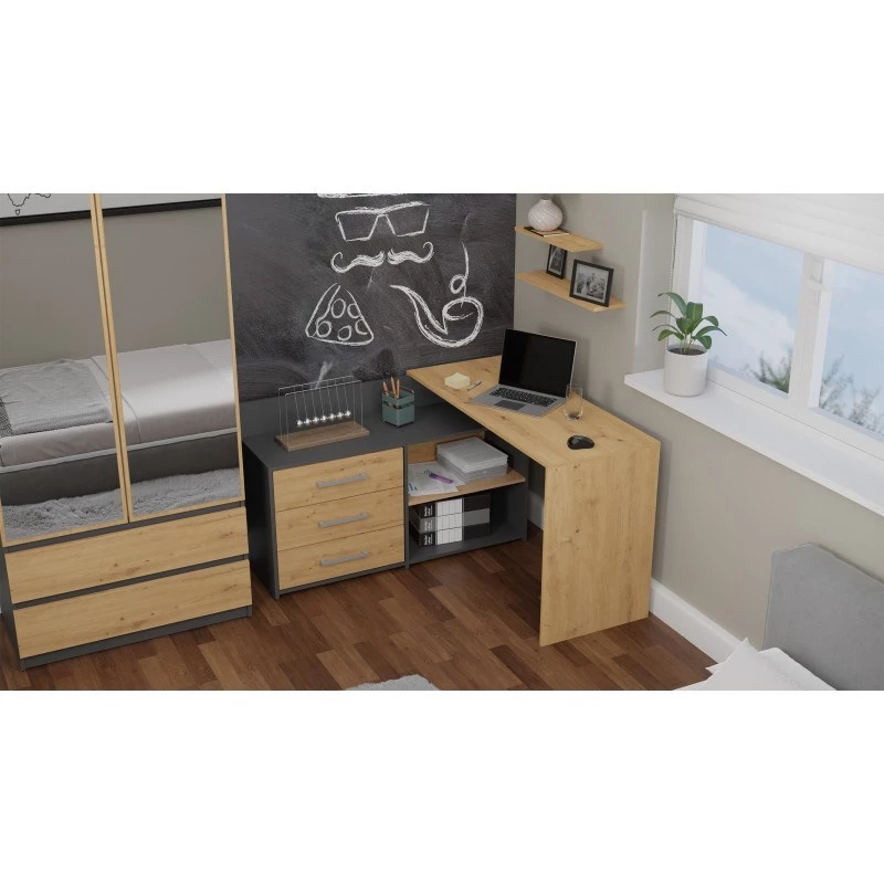 Hoekcomputertafel Topeshop DANY ANT/ART KPL L-vorm spaanplaat
