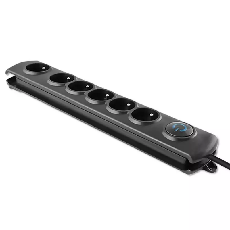 Overspanningsbeveiliging Qoltec 50112 zwart 6 AC-stopcontacten 230V 3m