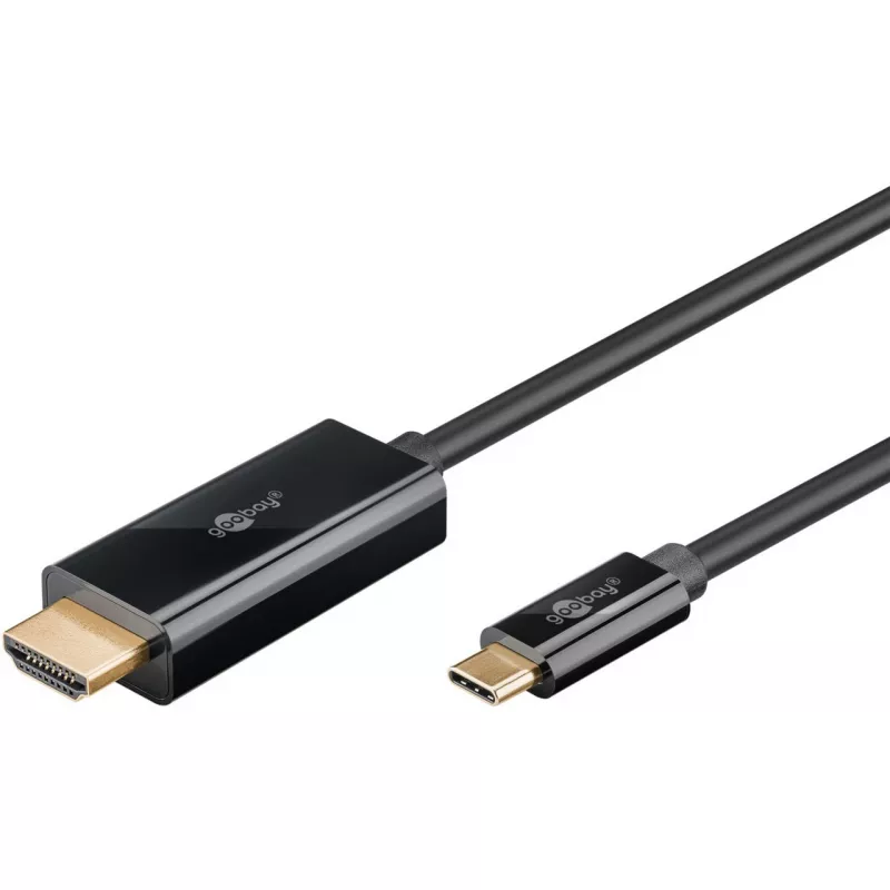 Goobay USB-C-naar-HDMI-kabel 4K met 60 Hz 2 m zwart – stekker > HDMI (75697)