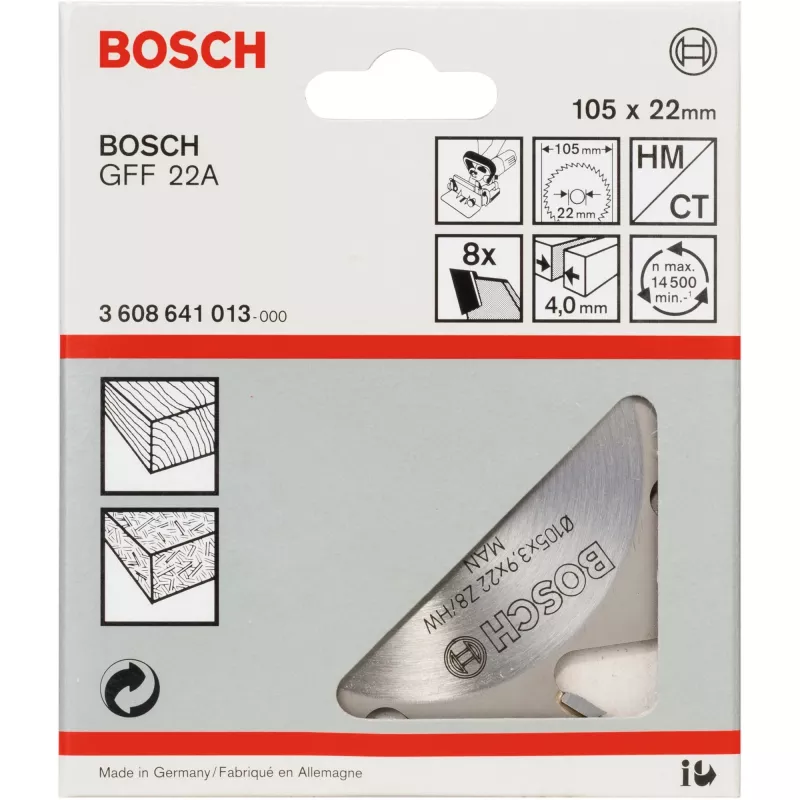 Bosch 3608641013 sleuffrees, 105 x 22 mm, 8 tanden, voor GFF 22 A