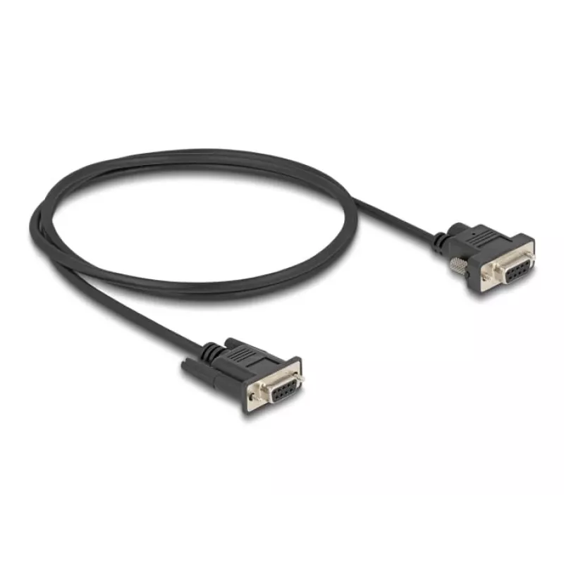 Delock RS-232 seriële kabel, D-Sub 9 female met voeding op pin 9 (DC 5,5 x 2,1 mm), 1 m, zwart